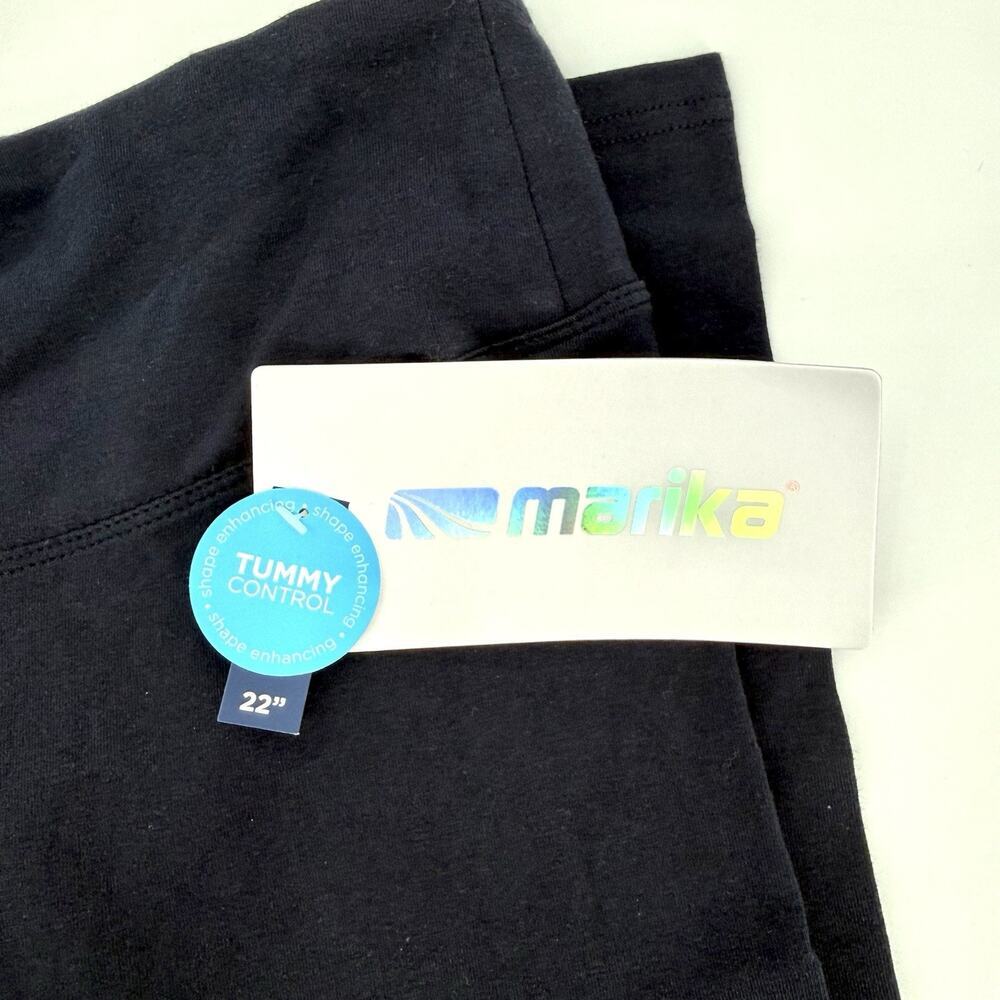 2 Marika Brooke High Rise Tummy Control Mid Calf Capri Size XL Blue & Black New! - Picture 5 of 14
